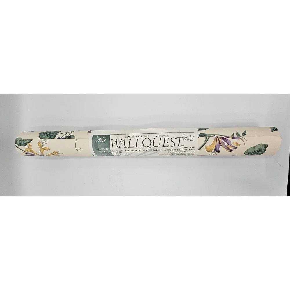 Vintage Wallquest Wallpaper Roll NS31307 Floral Vinyl Wallcovering Purple Yellow